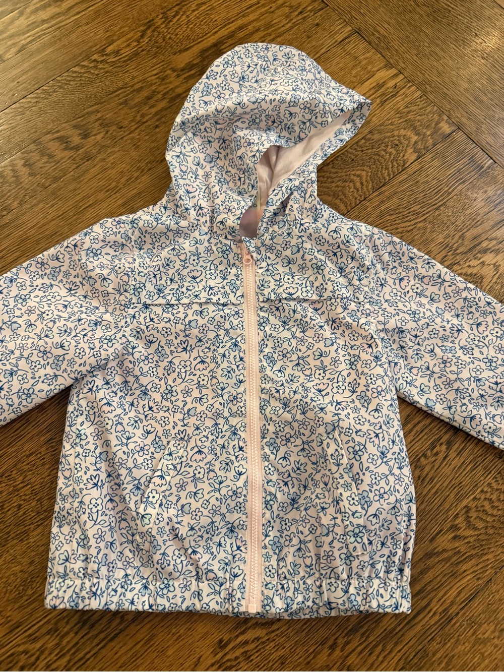 First Impressions Toddler Girls Blue and Pink Floral Rain Jacket Size 24 Months